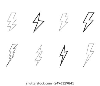 Set of thunderstorm, current. Vector illustration