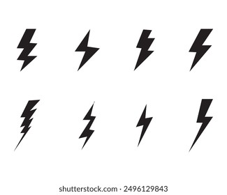 Set of thunderstorm, current. Vector illustration