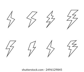 Set of thunderstorm, current. Vector illustration