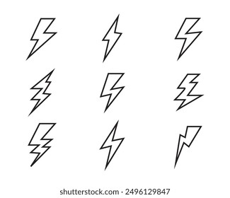 Set of thunderstorm, current. Vector illustration