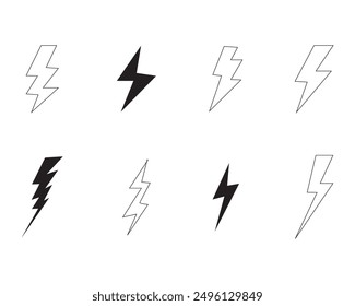 Set of thunderstorm, current. Vector illustration