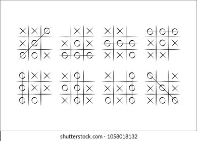 Set Tic Tac Toe Game. Vector Illustration