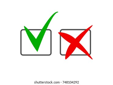 Set of tick and cross marks in the checkboxes
