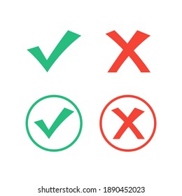 Set of tick and cross sign icon vector design