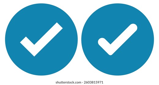 Set of tick icons. Vector symbols set, checkmarks collection isolated on white background. Checked icon or correct choice sign. Check mark or checkbox pictogram. Check Mark Icon Set Flat Design. EPS10