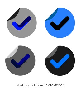 Set of Tick Mark illustrations on Folded Flat Circle.