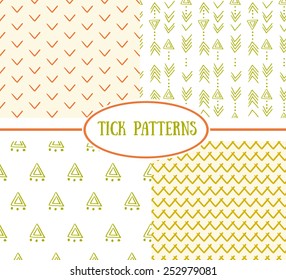 Set of tick seamless ethnic pattern. It can be used for wallpaper, pattern fills, web page background, surface textures.