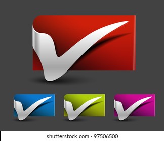 set of tick symbol on sticker background design