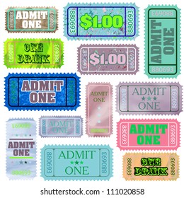 Set of ticket admit one. EPS 8 vector file included