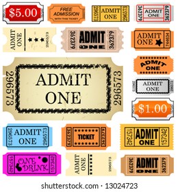 set of ticket admit one vector