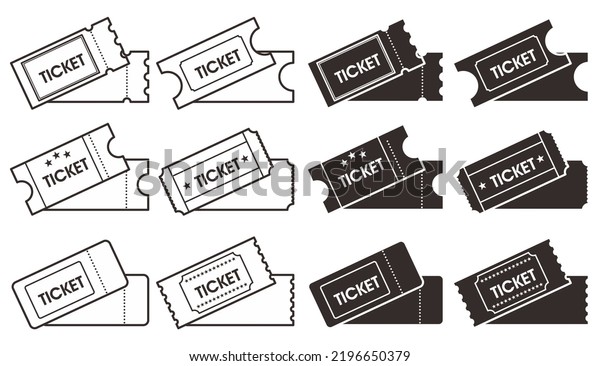 Set Ticket Icon Black White Icon Stock Vector (Royalty Free) 2196650379 ...