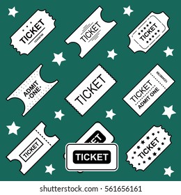 Set of Ticket Icon Isolated. Vector Illustration