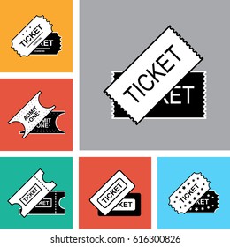 Set of Ticket Icon Isolated. Vector Illustration