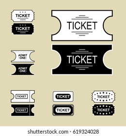Set of Ticket Icon Isolated. Vector Illustration