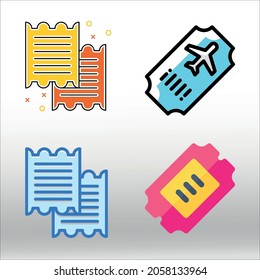 set of Ticket icon, line isolated or logo isolated sign symbol vector, outline and stroke style Collection of high-quality vector illustration,