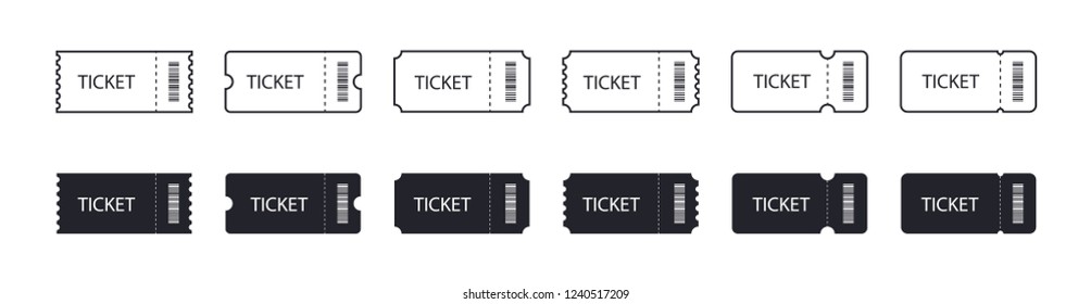 set of Ticket icons. Line and flat design. Esp10