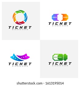 Set of Ticket logo design concept vector, Template, Creative design, Icon symbol