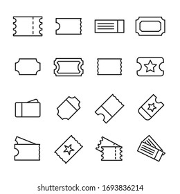 Set of ticket related vector line icons. Premium linear symbols pack. Vector illustration isolated on a white background. Web symbols for web sites and mobile app. Trendy design. 