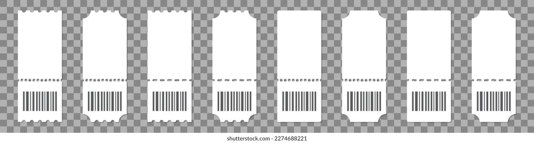 Set of ticket template for cinema, festival, circus on a transparent background