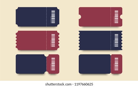 Set of Ticket. Template Tickets. Collection of vintage grunge Tickets and Coupons vector illustrations.