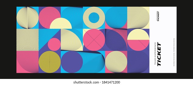 Set of ticket vector template layout with abstract pattern design graphics made with simple shapes and forms. Useful for creating invitations, banners, posters, flyers, prints, labels
