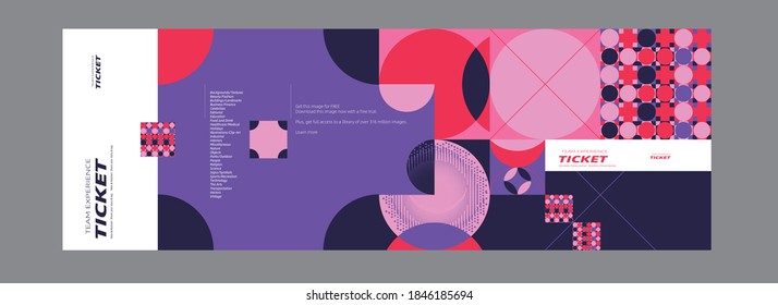 Set of ticket vector template layout with abstract pattern design graphics made with simple shapes and forms. Useful for creating invitations, banners, posters, flyers, prints, labels