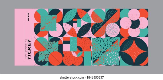 Set of ticket vector template layout with abstract pattern design graphics made with simple shapes and forms. Useful for creating invitations, banners, posters, flyers, prints, labels