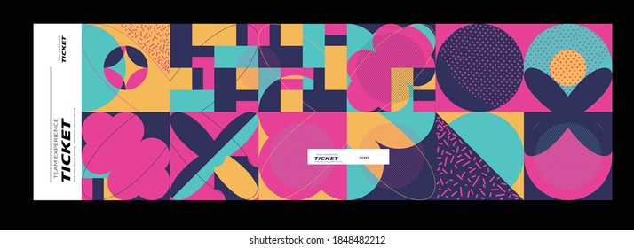 Set of ticket vector template layout with abstract pattern design graphics made with simple shapes and forms. Useful for creating invitations, banners, posters, flyers, prints, labels