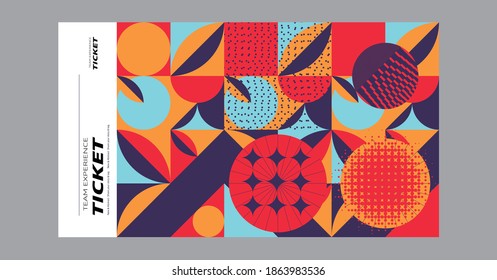 Set of ticket vector template layout with abstract pattern design graphics made with simple shapes and forms. Useful for creating invitations, banners, posters, flyers, prints, labels