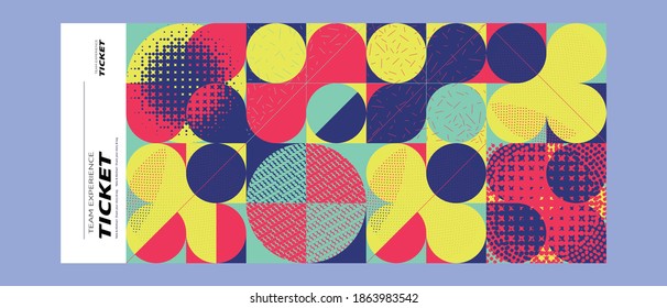 Set of ticket vector template layout with abstract pattern design graphics made with simple shapes and forms. Useful for creating invitations, banners, posters, flyers, prints, labels