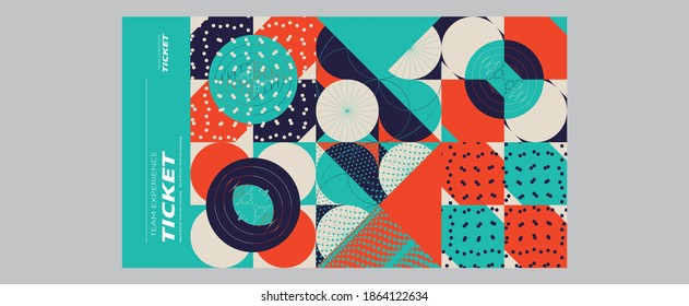 Set of ticket vector template layout with abstract pattern design graphics made with simple shapes and forms. Useful for creating invitations, banners, posters, flyers, prints, labels