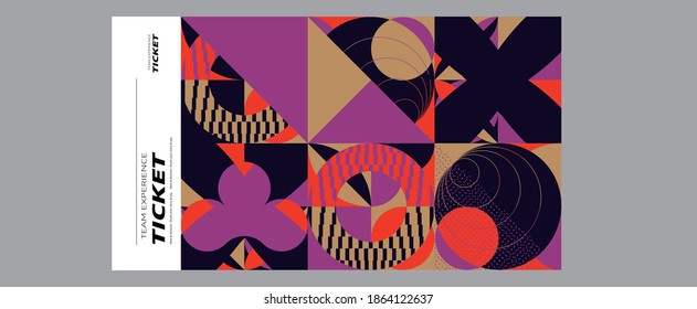 Set of ticket vector template layout with abstract pattern design graphics made with simple shapes and forms. Useful for creating invitations, banners, posters, flyers, prints, labels