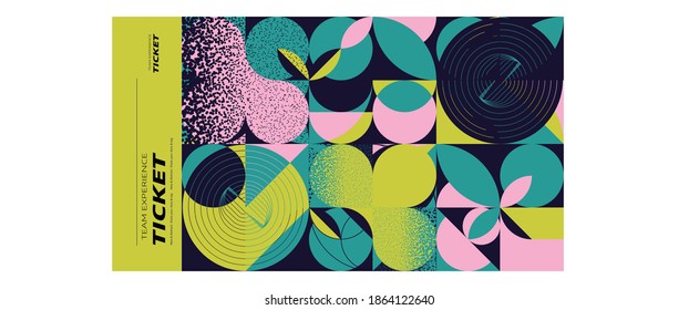 Set of ticket vector template layout with abstract pattern design graphics made with simple shapes and forms. Useful for creating invitations, banners, posters, flyers, prints, labels