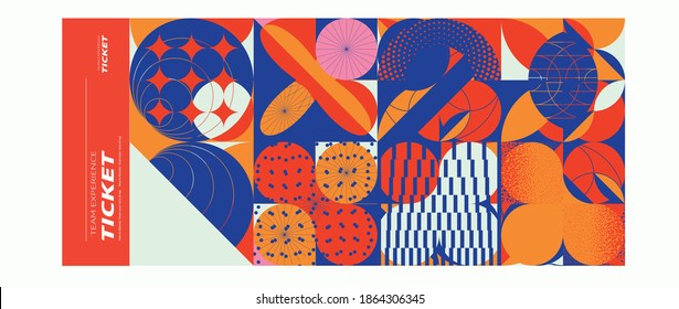 Set of ticket vector template layout with abstract pattern design graphics made with simple shapes and forms. Useful for creating invitations, banners, posters, flyers, prints, labels