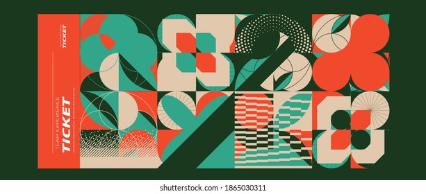 Set of ticket vector template layout with abstract pattern design graphics made with simple shapes and forms. Useful for creating invitations, banners, posters, flyers, prints, labels