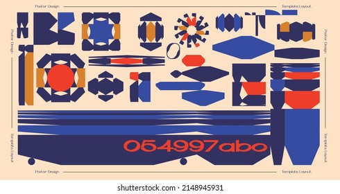 Set of ticket vector template layout with abstract pattern design graphics made with simple shapes and forms. Useful for creating invitations, banners, posters, flyers, prints, labels