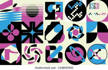 Set of ticket vector template layout with abstract pattern design graphics made with simple shapes and forms. Useful for creating invitations, banners, posters, flyers, prints, labels