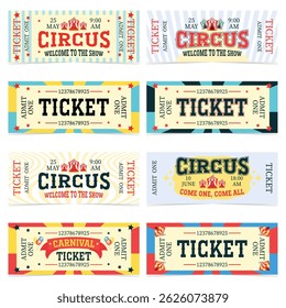 set of tickets to the circus, cinema, theater, carnival