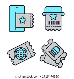 Set of Tickets icon. Ticket pack symbol template for graphic and web design collection logo vector illustration
