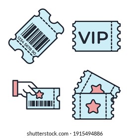 Set of Tickets icon. Ticket pack symbol template for graphic and web design collection logo vector illustration