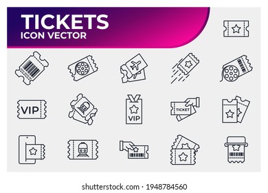 Set of Tickets icon. Ticket pack symbol template for graphic and web design collection logo vector illustration