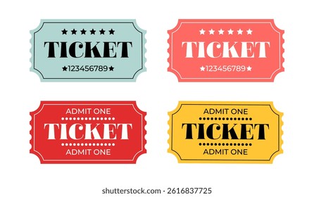 Set of tickets. Retro ticket design template.