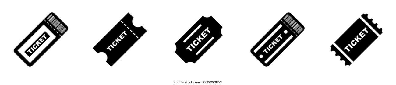 Satz von Eintrittskarten Vektorsymbole. Ticket für Film, Theater, Film oder Fußball. Vektor 10 EPS.