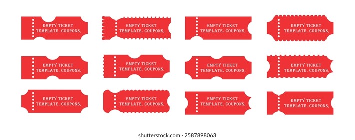 A set of tickets. Vintage paper admit one and ticket samples icon. Collection of vintage grunge tickets and coupons vector illustration.