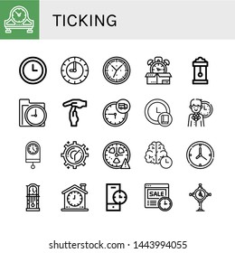 Set of ticking icons such as Table clock, Clock, Time, Wall clock, Time out , ticking