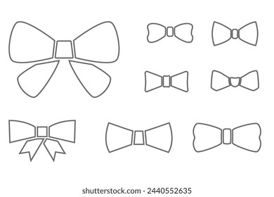 set tie bow silhoutte, vector illustration tie icon isolated on white background