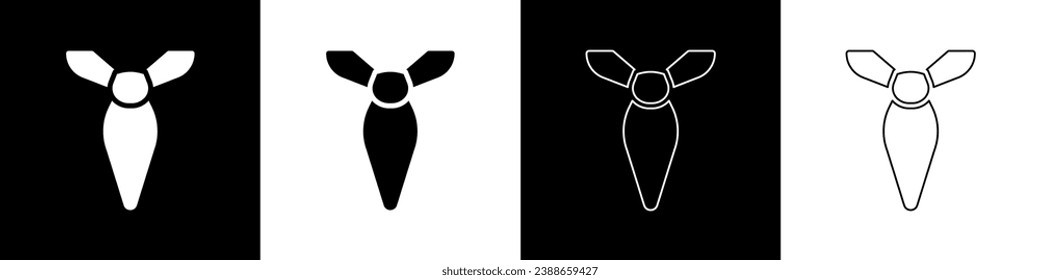 Set Tie icon isolated on black and white background. Necktie and neckcloth symbol.  Vector