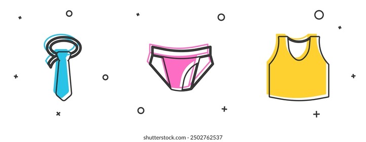 Set Tie, Men underpants and Undershirt icon. Vector