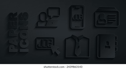 Set Tie, Resume, Search job,  and Freelancer icon. Vector