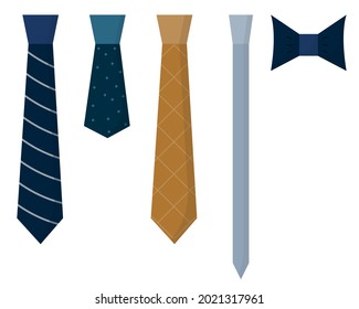  A set of ties. Blue, green, gray and brown ties. Men's ties.